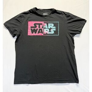 Mad Engine T Shirt Mens Large Black Graphic Print‎ Star Wars Logo Cotton Casual